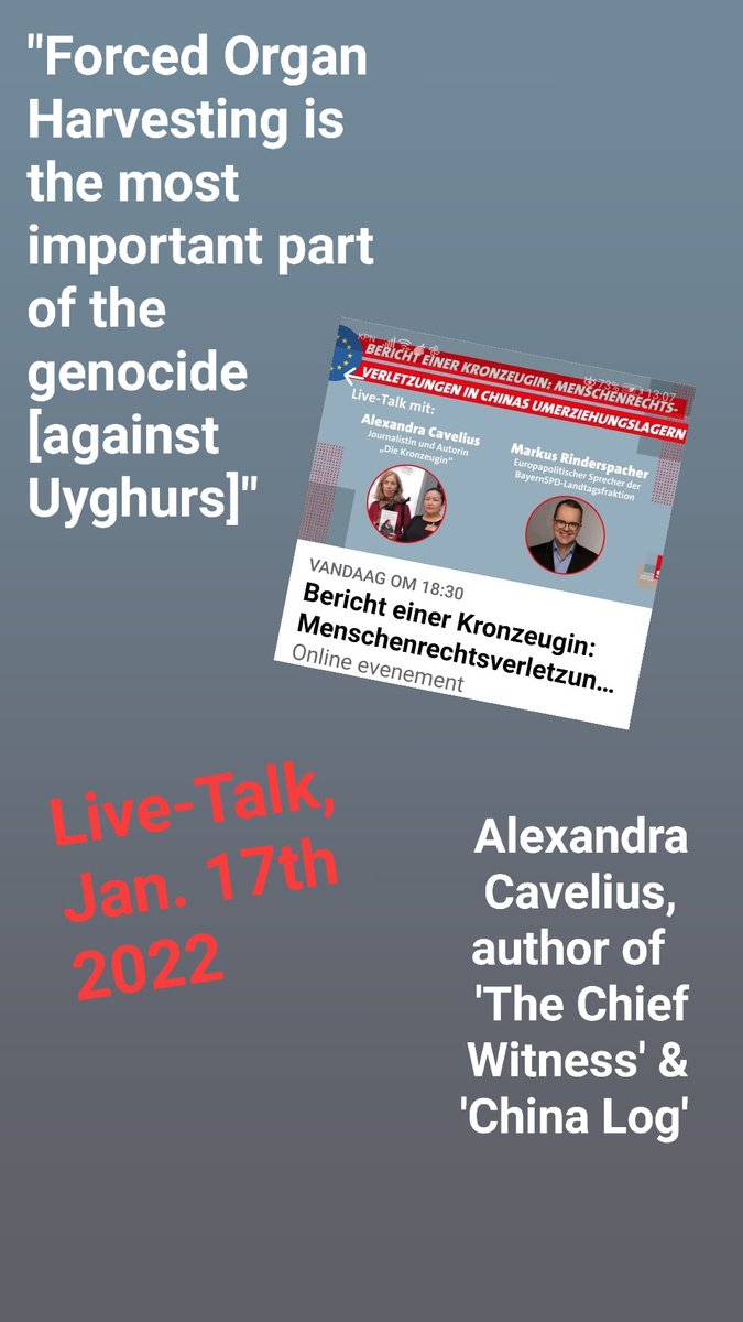 AlarmChina's tweet photo. FBstory #ChinaAlarm of 2day

#ForcedOrganHarvesting is the most important part of the #genocide [against #Uyghurs]"

@CaveliusAlex, 
author of  
'#TheChiefWitness' &amp; '#ChinLog'

Tomorrow on #UyghurChildren
@m_rinderspacher https://t.co/6jsXU1xE76