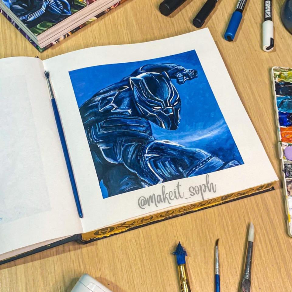 #Marvel Sketchbook Challenge - B is for Black Panther! 👑 #acrylicpainting #sketch #ArtistOnTwitter #Art