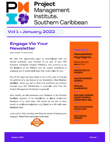 pmi_scc's tweet photo. PMI SCC thanks you for staying on the journey with us and welcomes you into 2022. Enjoy this month's newsletter.
https://t.co/wpzNPhCLI4
#pmi
#newsletter
#pmiscc
#2022herewecome https://t.co/jGpeIlCTl1