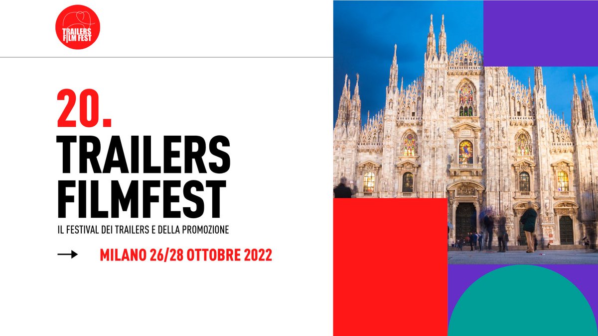 Le date della 20.ma edizione di Trailers FilmFest. 20 anni! Un traguardo importante che festeggeremo a Milano dal 26 al 28 ottobre 2022.
🎥Stay tuned 
trailersfilmfest.com