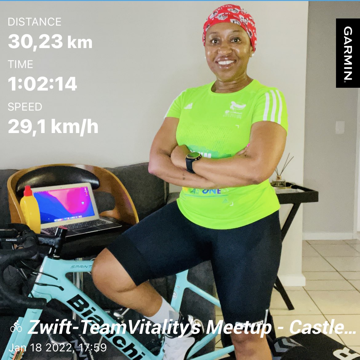 Devandy10's tweet image. Reunited with my beauty Miko 🥰🚴🏽‍♀️ I was huffing and puffing at the back @Vitality_SA Meet-up 😄🔥

Birthday blessings to you my gorgeous friend and sister @TebohoZidane 🥂🎂♥️🎉

#CyclingWithTumiSole
#IPaintedMyRide @Paint_FunRace 
#CTCTraining 🚴🏽‍♀️💪🏽