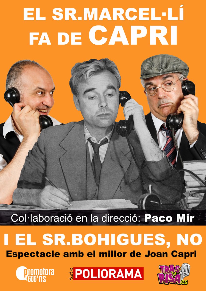 Torna a Barcelona EL SR. MARCEL·LÍ FA DE CAPRI I EL <a href="/SenyorBohigues/">Senyor Bohigues</a>, NO!

No et pots perdre aquest espectacle amb el millor de Joan Capri des del 19 de febrer al <a href="/teatrepoliorama/">Teatre Poliorama</a>. 🤣

Compra les teves entrades👉 traslarisa.es 

#culturasegura #planBarcelona