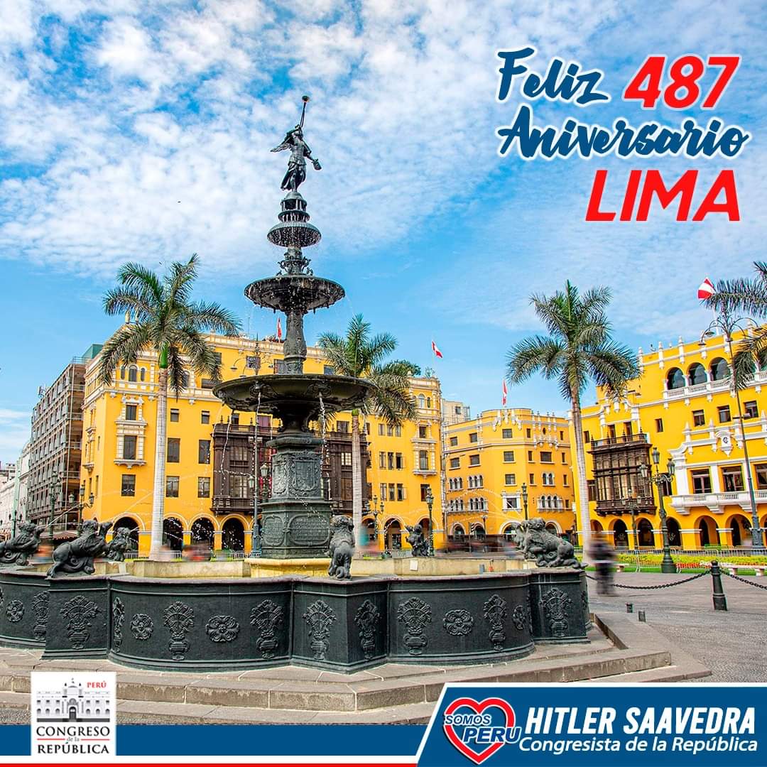 HitlerSaavedra's tweet photo. 🔴Feliz 487° aniversario de la fundación de la ciudad de Lima.

#hitlersaavedracongresista https://t.co/W5omeEysbW