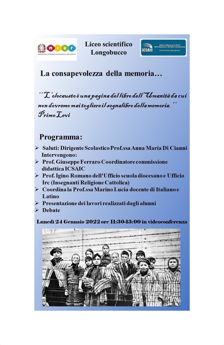 IcsaicStoria's tweet photo. Come ogni anno, l'#ICSAIC con la sezione didattica, ed in collaborazione con enti, scuole e associazioni, partecipa alle varie iniziative regionali per la #GiornatadellaMemoria. Qui di seguito, postiamo le locandine dedicate ai singoli appuntamenti... https://t.co/KzaBO9DJGG