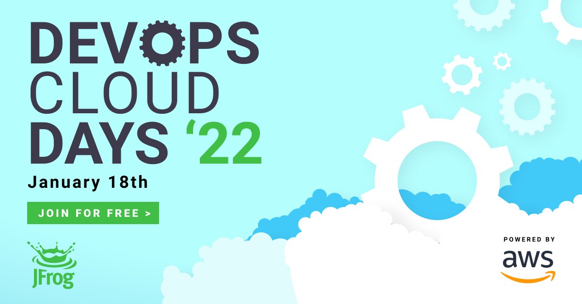 jfrog's tweet photo. Join us today for the first day of #DevOpsCloudDays. Register for free and stop by any of these sessions today:
- How to secure DevOps on #AWS
- Take a chill pill with CloudFormation Registry and Kubernetes
- Rethinking the SDLC
https://t.co/3w0DMEG4RQ https://t.co/JLgaVgrH3s