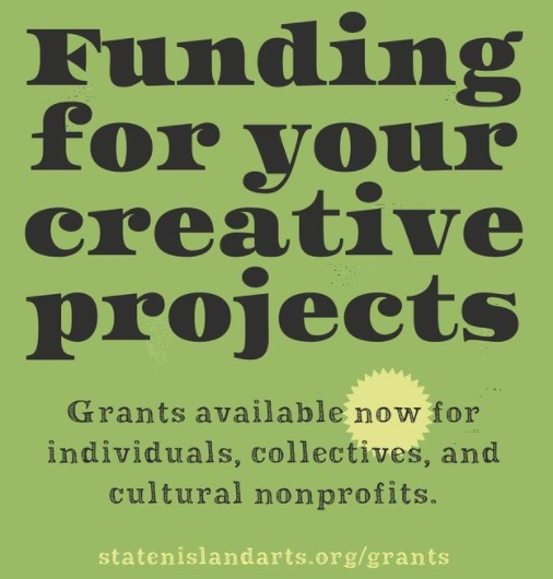 Staten Island based artists &amp; creatives: Apply for <a href="/StatenArts/">Staten Island Arts</a> Project Grants up to $5,000, now through January 31! 📽️🎭🎶📚🎙️📱 <a href="/StatenIslUSA/">Staten Island USA</a> 
Learn more and sign up: statenislandarts.org/grants/.