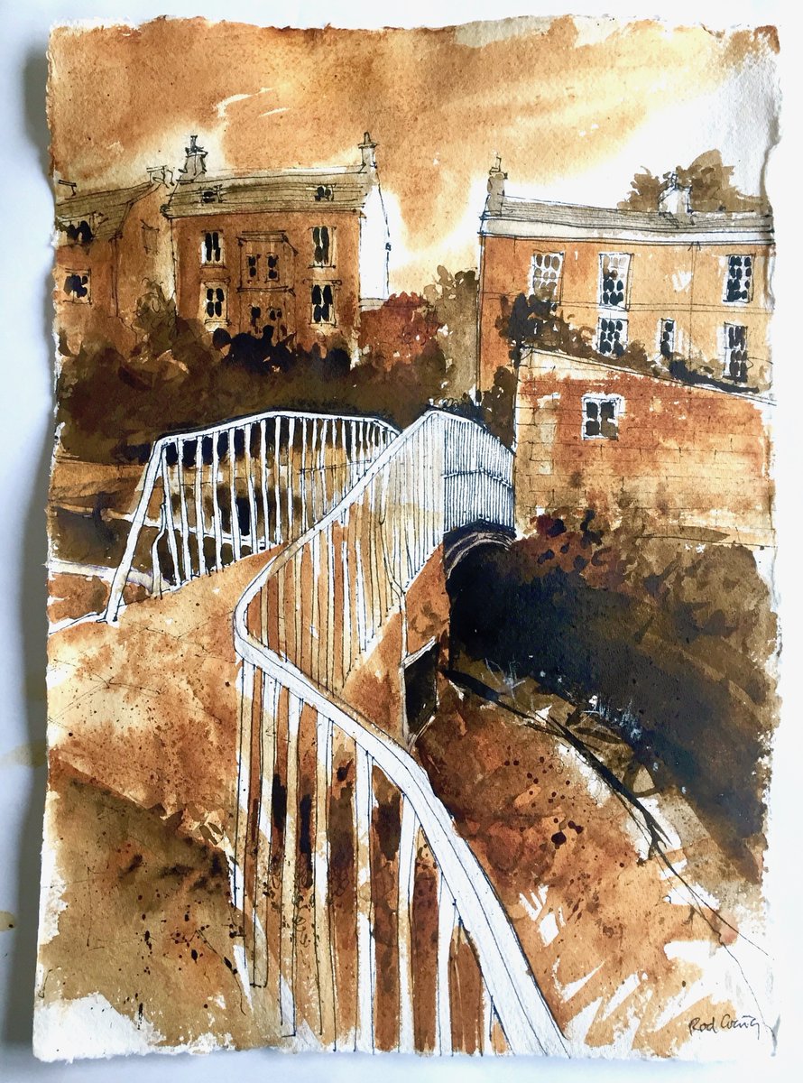 'the crossing point' ink and watercolour #Bath #KennetandAvon #canal