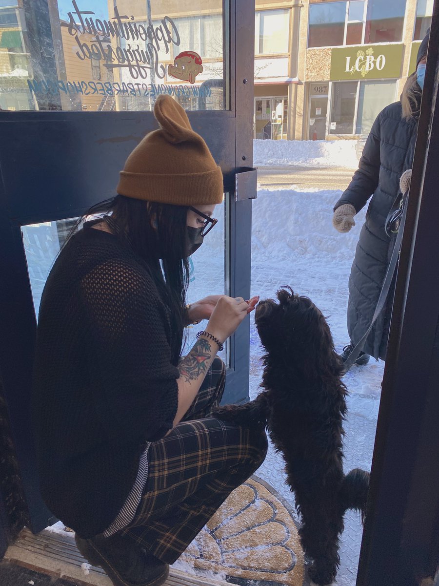 Wellington_West's tweet photo. The kind of place where a barbershop keeps a jar of dog treats handy - and a steady stream of neighbours stop by to say hello? Yeah. That’s us all right. https://t.co/86bpVu7J1x