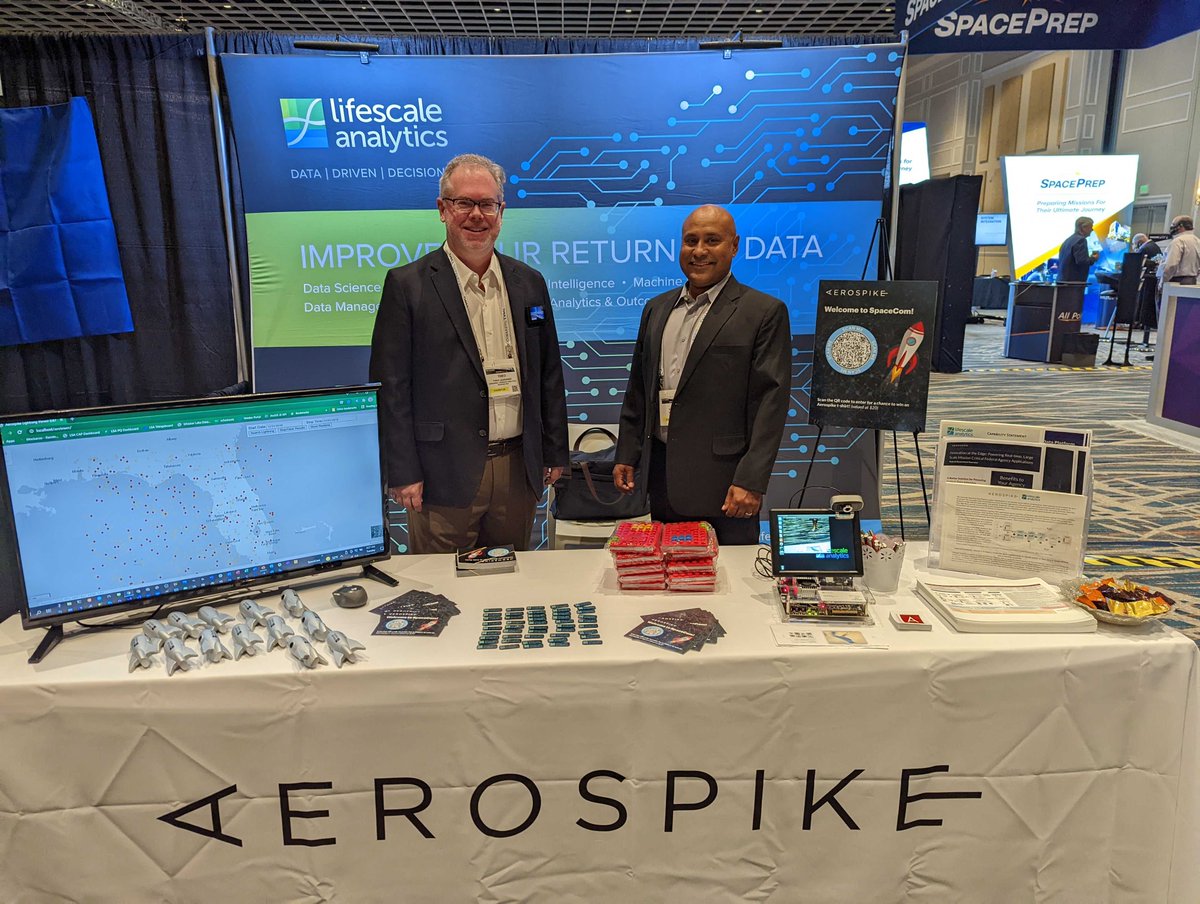 aerospikedb's tweet photo. Aerospike had a wonderful time at SpaceCom in Orlando. We hope to see all of you again soon! #SpaceCom #Realtime #Government https://t.co/BQX4PU24Ni