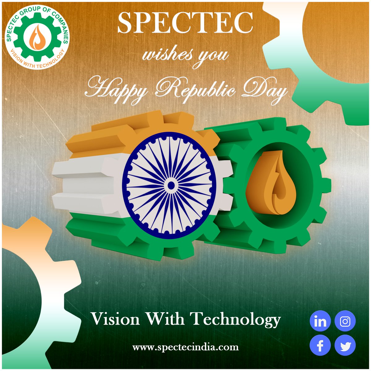 Spectec_India's tweet photo. This Republic Day, let's salute and embrace the diversity of our nation. 
 #SPECTEC wishes you all a #HappyRepublicDay
https://t.co/5WqZiqop23
#happyrepublicday2022 #india #visionwithtechnologies #spectecindia #oilrefinery #plantdesigns #edibleoils #heavyengineering #techengineer https://t.co/ORLHXS8mEP