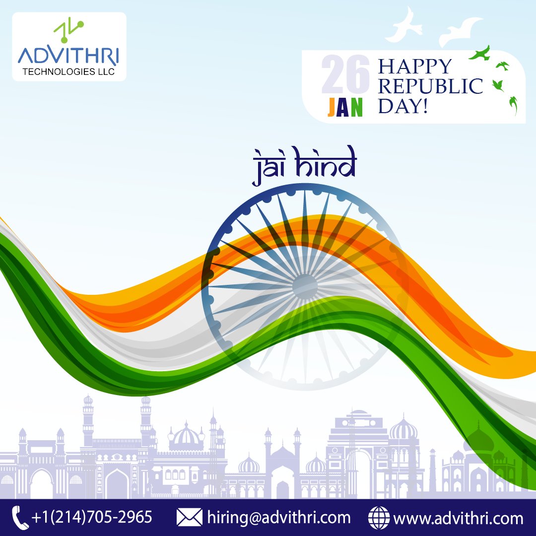 advithri's tweet photo. May the brave leaders of our glorious nation guide us to peace and prosperity so that we can hold our heads high and be proud of our country. We salute the work they did for this country on this day. Team Advithri wishes you a very Happy Republic Day!

#republicday #india https://t.co/yWrIsrPrX9