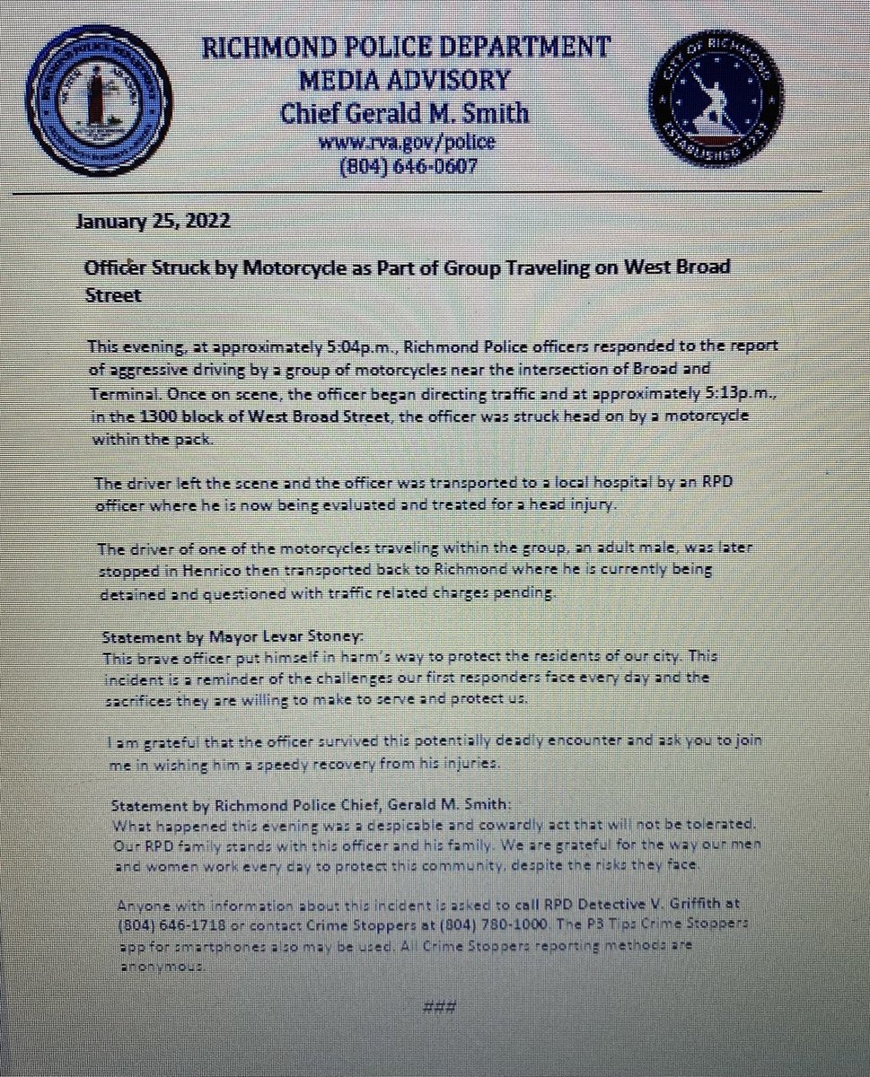 Richmond Police tweet media