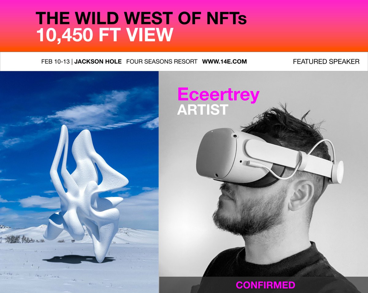 BernoulliLocke's tweet image. We’re happy to announce that @eceertrey, Augmented Reality Artist, will be speaking on stage at the #10450ft view NFT conference!
#tech #business #collecting #collectnft #future #digitalart #art #artist #augmentedreality #nftconference #nft #ski #nftcommunity #crypto