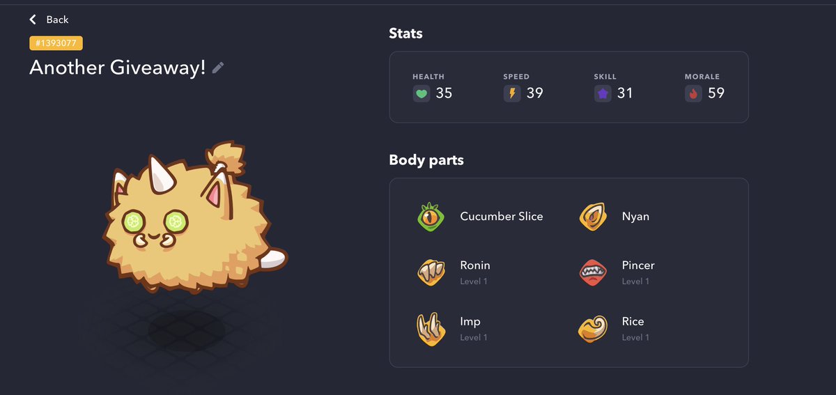 kazravan's tweet photo. To celebrate the crypto crash I am giving away this very cute #AXIE

- FOLLOW @kazravan
- LIKE this post
- RETWEET and tag your friends

Let's do something different this time!
Every person you tag will be an extra entry into the raffle to increase your chances :) 

GL https://t.co/1AMZBJt9sF