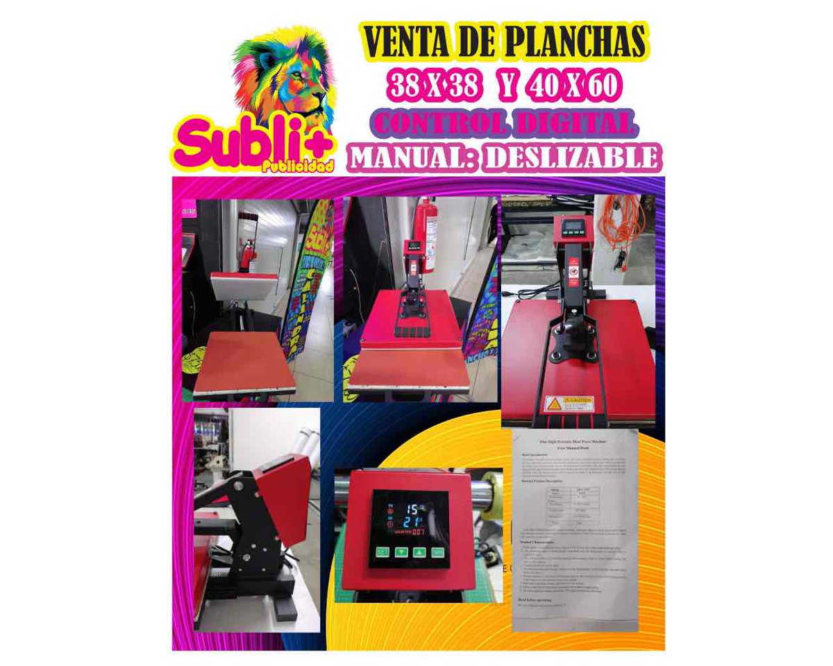 SubliPublicidad's tweet photo. NUEVA PLANCHA DE SUBLIMACIÓN.

Plancha manual de 38 x 38 cm o 40 x 60 cm 

Ubícanos en: 
Bernardo Couto No. 38 Loc. 103 Col. Algarin, Alcaldía Cuauhtémoc, CDMX
Lunes a Viernes de 9 am a 6 pm.
Sábados de 9 am a 2 pm.
Tel. (55)55487808 https://t.co/Hm6t1ao57J