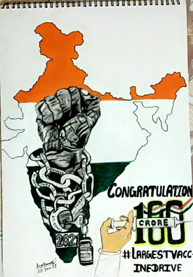 ENDLESS65797454's tweet photo. On the auspicious occasion of republic day i want to share my art work... representing India's one of achivement in 2021...
Happy republic day to all!
#happyrepublicday2022 #largestvaccinationdrive #RepublicDay #RepublicDay2022 #happyrepublicdayindia https://t.co/Kpl11o0046