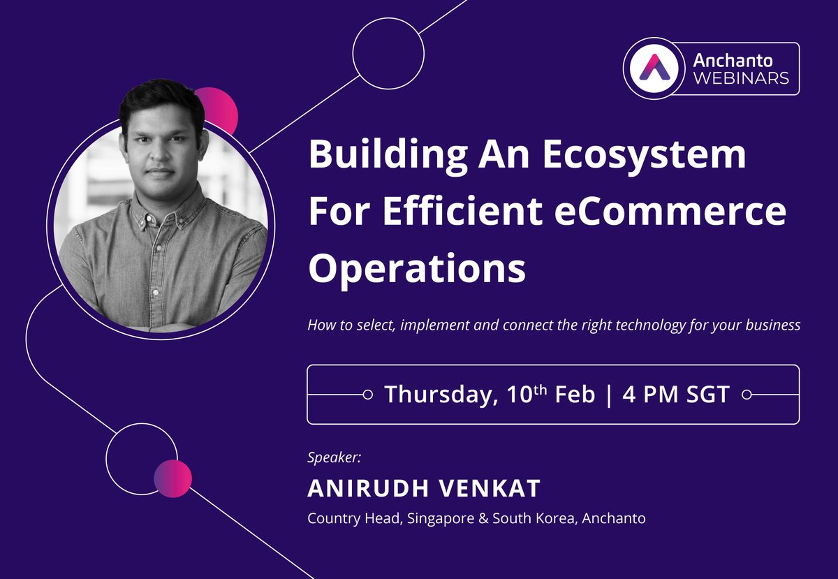 anchantodotcom's tweet image. Announcing the 2nd webinar of our OMS Webinar series!🤩
 
Learn how &apos;ready integrations&apos; with other systems can help you achieve eCommerce success. Join in as Anirudh Venkat shares valuable insights. 😇

Register: hubs.la/Q012RX3H0

#AnchantoWebinars #eCommerceIntegrations