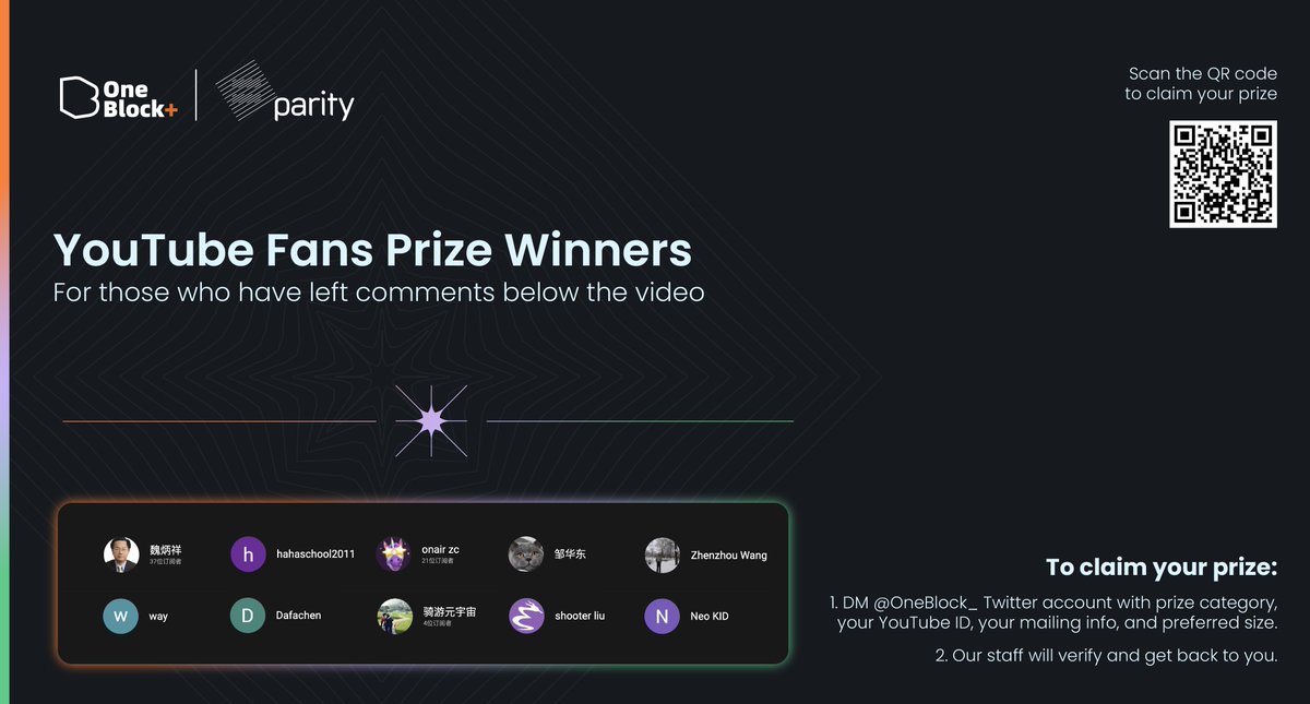 OneBlock_'s tweet photo. YouTube Fan surprise prize winner๐๐ป
#substrate2021 https://t.co/bpOLUG3tGU