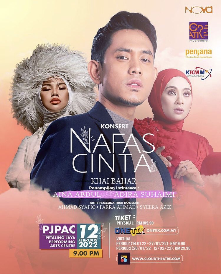 khaibahar94_'s tweet photo. GUYS, TINGGAL SIKIT JEE LAGI!!!

Jangan lepaskan peluang untuk menonton Konsert Nafas Cinta Khai Bahar pada 12 Februari 2022 jam 9:00 Malam. Tempat tinggal sikit jee lagi. 

Tapi korang jangan risau sebab yang jauh masih juga boleh menonton dengan membeli virtual tiket. https://t.co/eYI8kRz4Ju