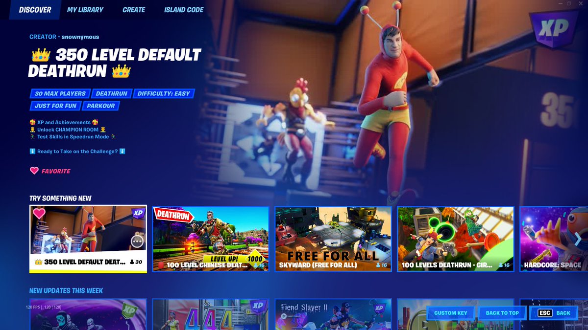 Only 12 hours after the release of my 350 Level Deathrun, it's at the top of the Try Something New Tab! Thank you!! ♥️