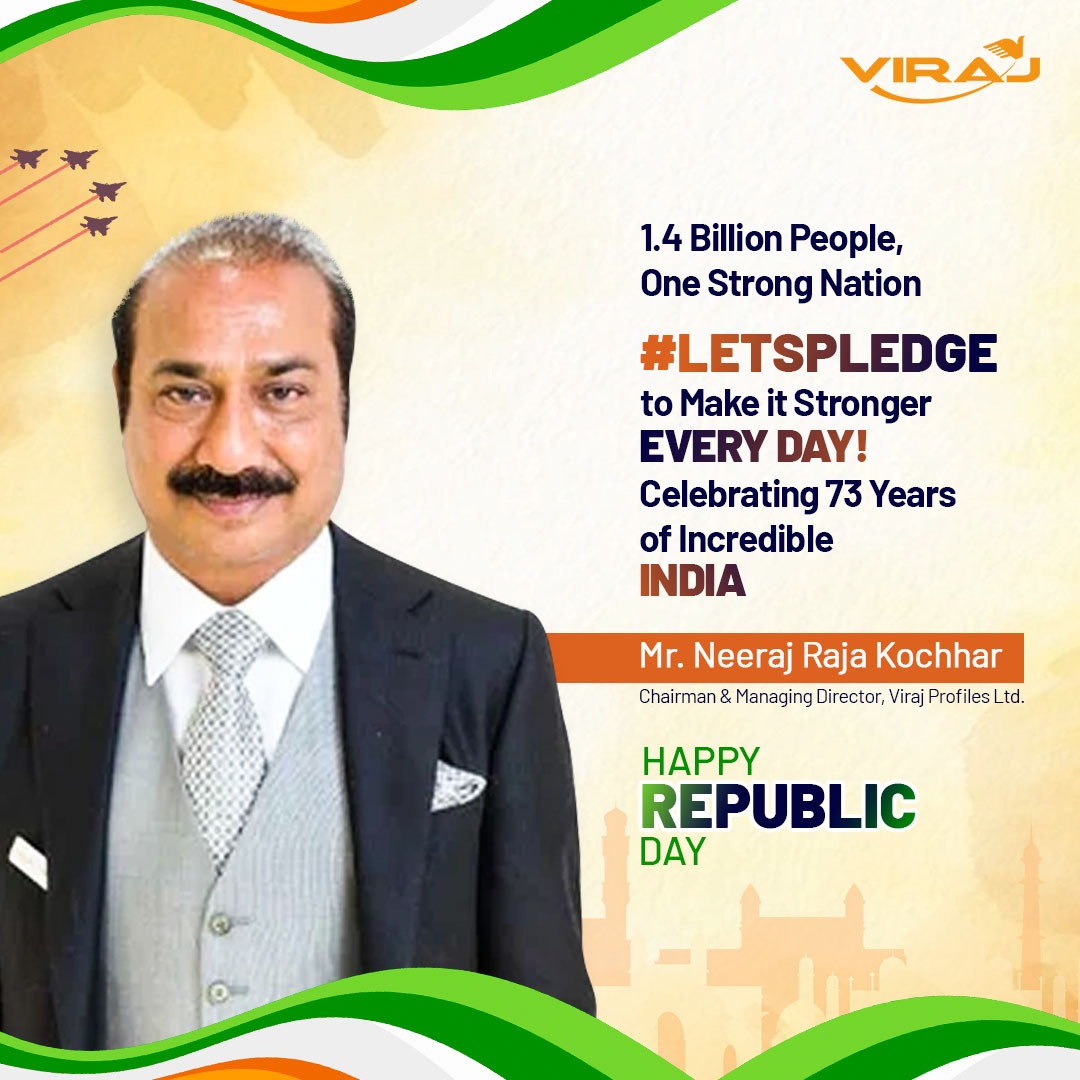 virajprofiles's tweet image. Team #Viraj wishes you a Happy #RepublicDay. #LetsPledge to keep up the nation's pride and emerge stronger, every day!

#VirajStainlessSteel #StainlessSteel #VirajProfiles #RepublicDay2022 #Azadi