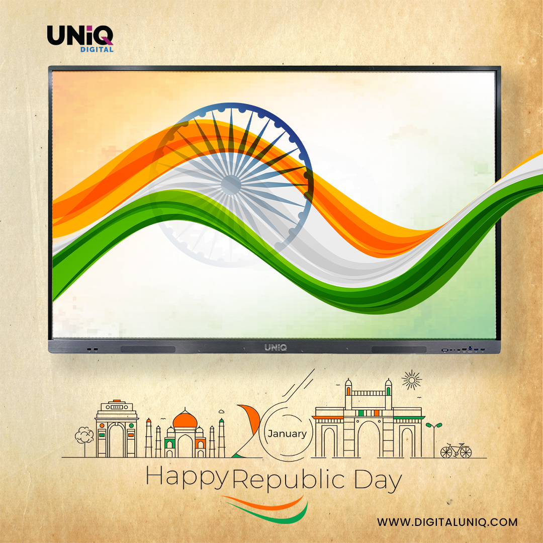 digital_uniq's tweet photo. One Nation, One Vision, One Identity “No Nation is Perfect; it needs to be made perfect.” Meri Pehchaan Mera India...Happy Republic Day 2022.

#uniqdigital #smartboard #interactivepanels  #educationtechnology #videoconferencing #republicday2022 #india #republicdayindia https://t.co/9kKw30QuWt