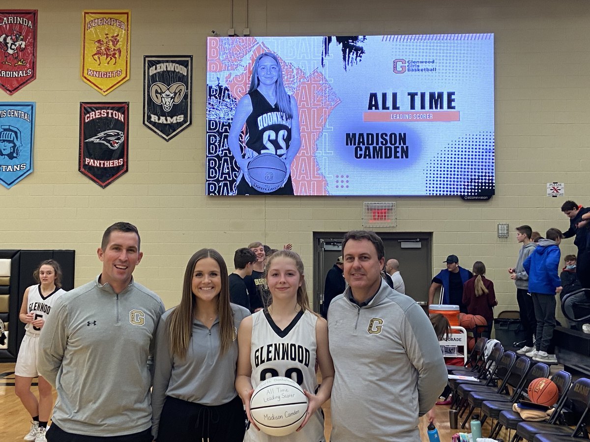 GlenwoodRams's tweet photo. Special night as former @gwoodgbb great Morgan Lucy was in attendance to see her career scoring record get broke! Congrats Madison Camden on a great accomplishment, lets keep adding to it! https://t.co/DrHJFtrjMa