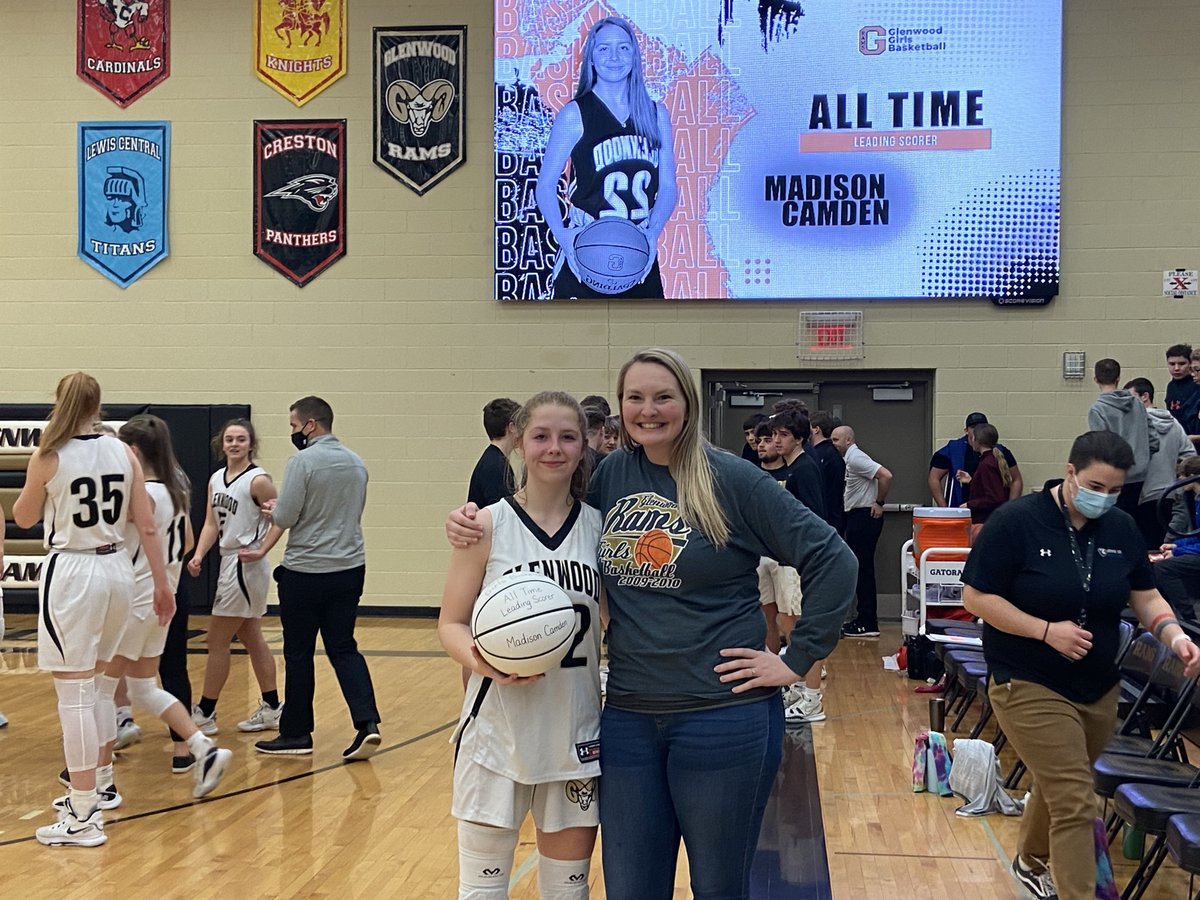 GlenwoodRams's tweet photo. Special night as former @gwoodgbb great Morgan Lucy was in attendance to see her career scoring record get broke! Congrats Madison Camden on a great accomplishment, lets keep adding to it! https://t.co/DrHJFtrjMa