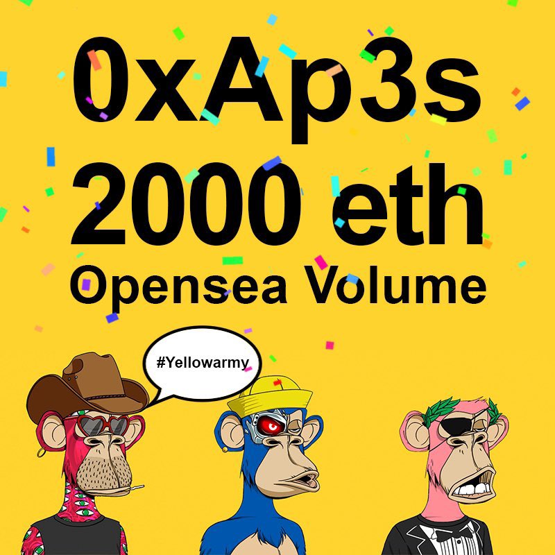 tribeodyssey's tweet photo. YELLOW TAKING OVER 🟨 #0xApes 🚀🚀🚀🚀🚀🚀🚀🚀🚀🚀🚀🚀 https://t.co/RZk9yHPP0T