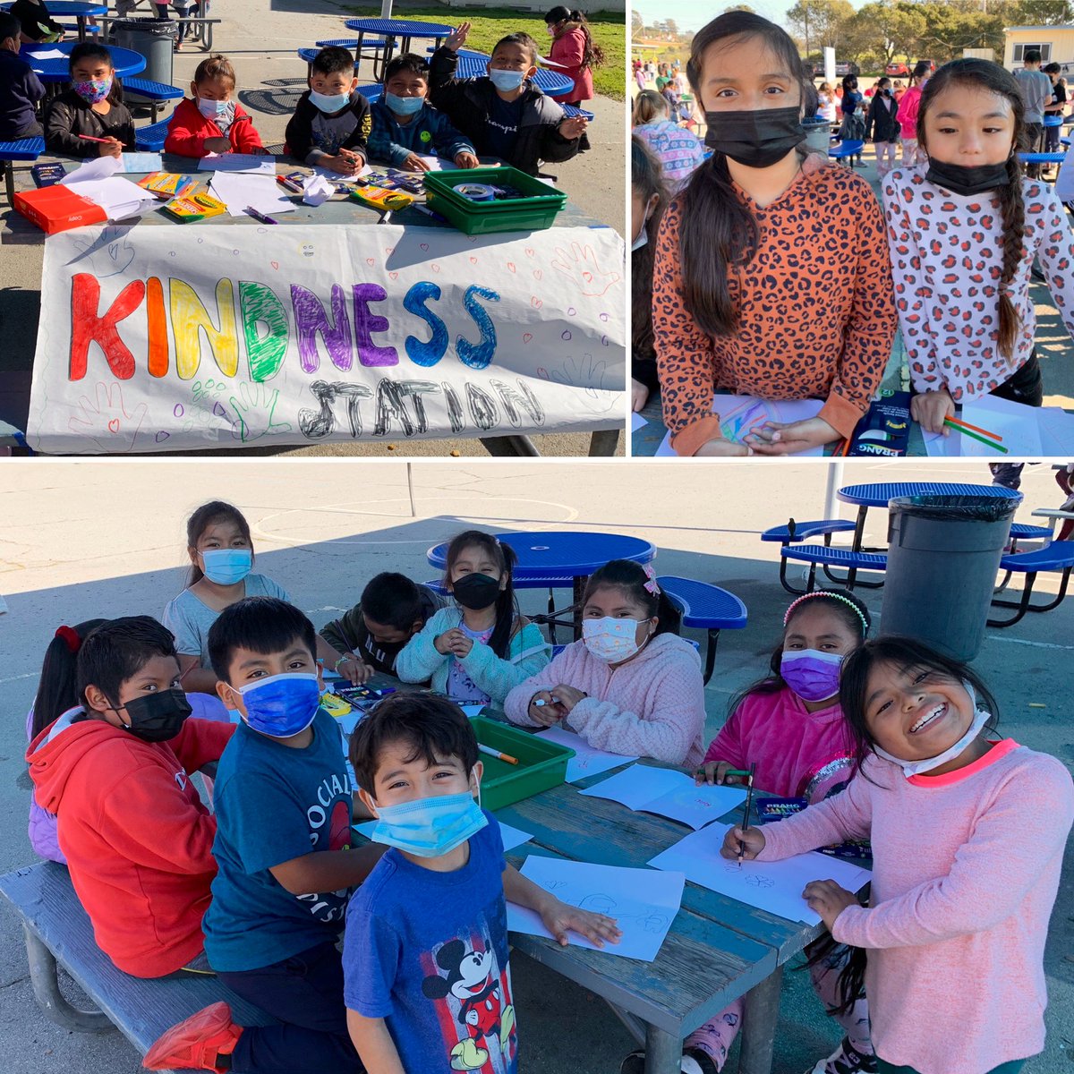 HallDistrict's tweet photo. Hall’s Hawksome Hawks are participating in the #GreatKindnessChallenge this week! Today we had our Kindness Station at lunch where students could write notes of kindness to others. Staff &amp; students showed their kindness spirit by wearing animal/camo print. https://t.co/oedQMG0kpk