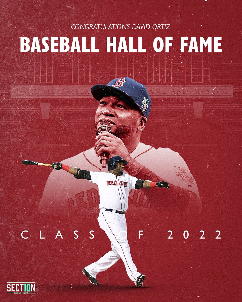 Section10Pod's tweet photo. The greatest clutch hitter of all time is now a first ballot Hall of Famer. Congrats Big Papi! https://t.co/77ZNA9dwin