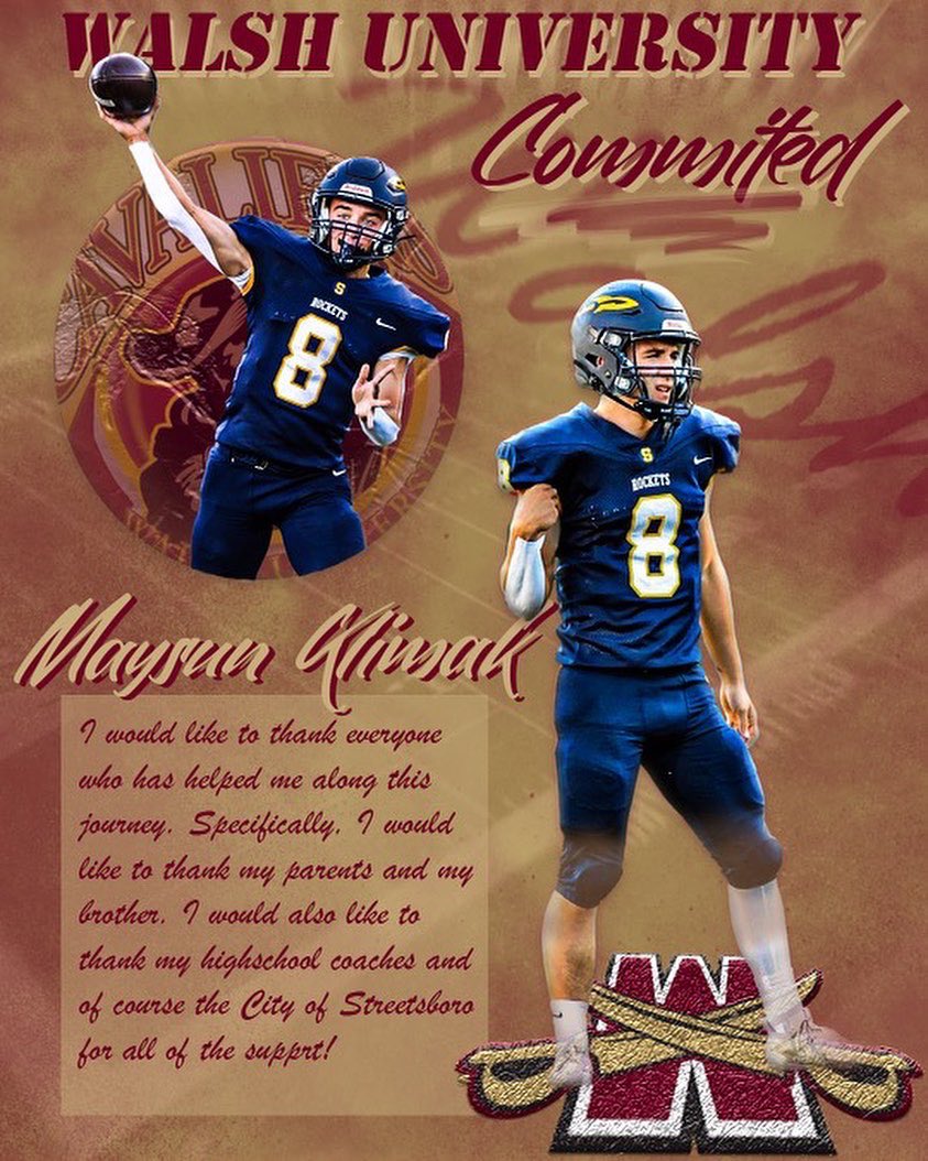 KlimakMaysun's tweet photo. GO CAVS!! ⚔️COMMITTED⚔️ @WalshUFootball @StrBoroFootball @Jared_Tuma @_PeteSmith_ https://t.co/cp2XE1Di6Z