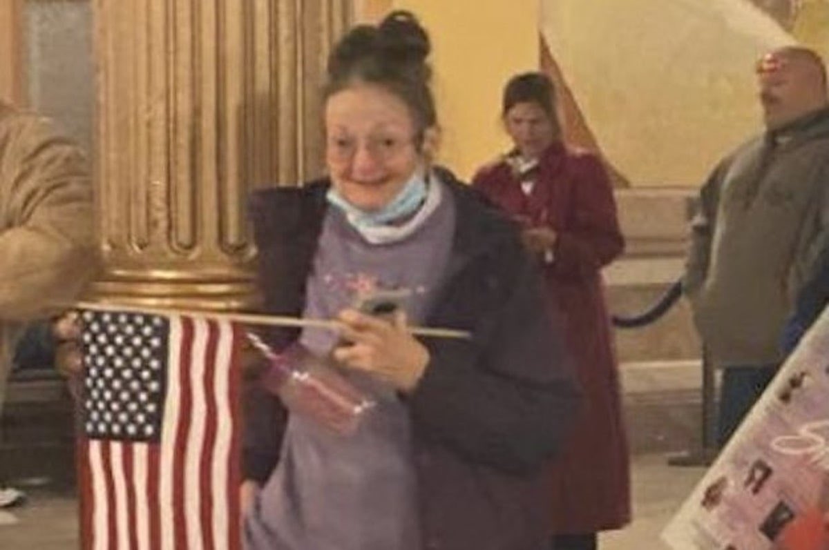 clawdezz's tweet photo. if we go into ww3 we should draft everyone who stormed the capital since they love our country and yes even this broad https://t.co/H1ooFKboVO