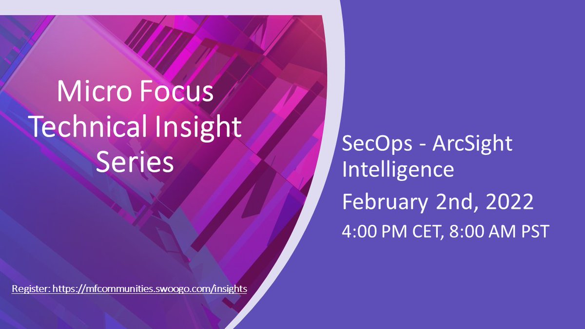 JBigdata's tweet photo. Get a demo of #ArcSight Intelligence, @MicroFocusSec's Behavioral Analytics Software solution &amp; see how it detects “unknown” threats in #MicroFocus's Technical Insight webinar on Feb 2. Reg here: #SOC #CyberResilience https://t.co/TxDKtp4m41 #MyCompany https://t.co/KskRIiVBLg