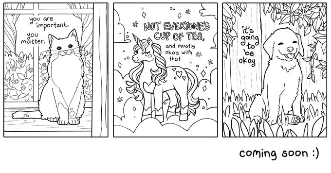 I am having so much fun working on these!

Would you enjoy coloring in some encouraging animals? 