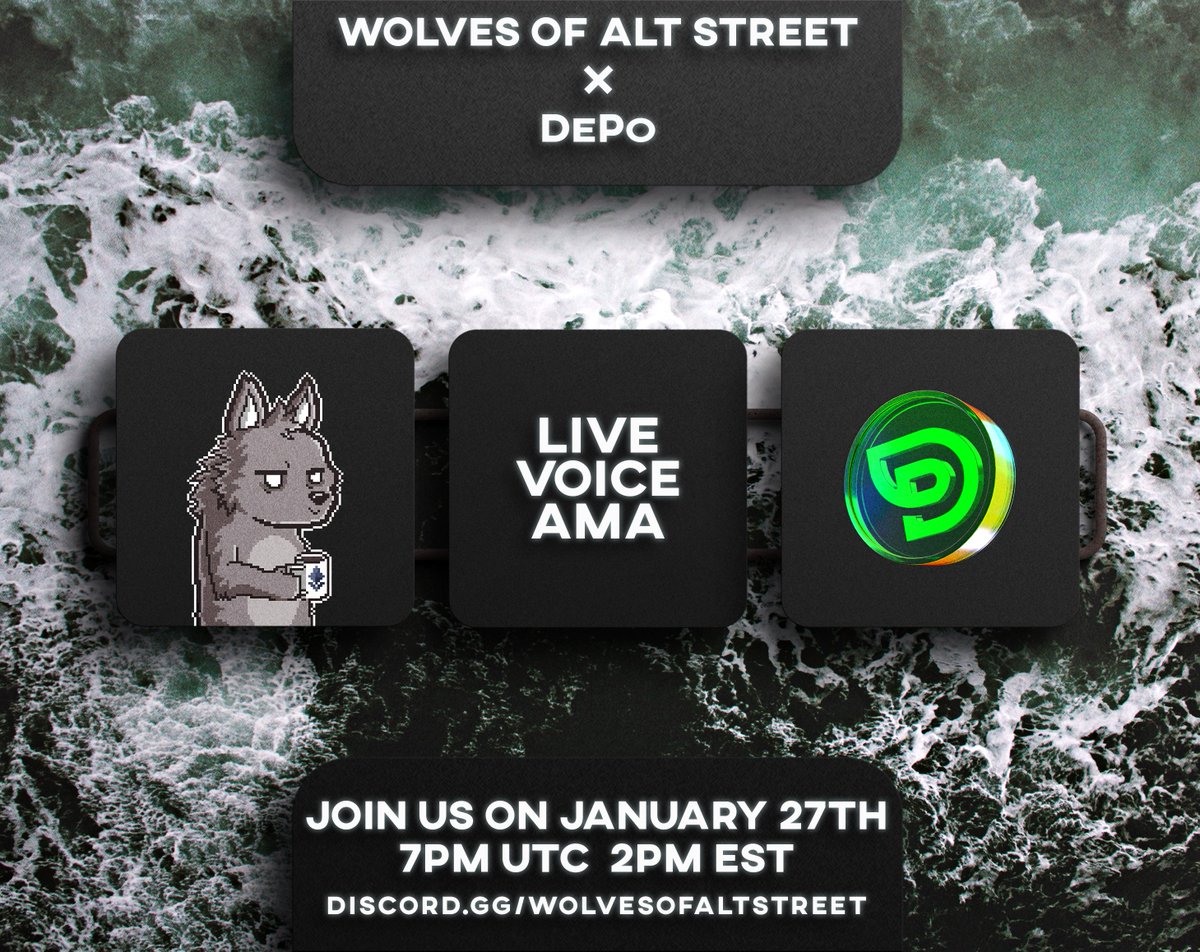 WolvesAltStreet's tweet image. 🚀 Live Voice AMA with @depo_io CEO @tjdunham5  

Crypto's first fully equipped DeFi/CeFi/NFT trading terminal. Get used to saving up to -30% on ETH transaction fees.

🗓️ January 27th, 2022
⏳ 7 PM UTC 
🐺 discord.gg/wolvesofaltstr…

$100+ AMA rewards. See you tomorrow!
#Bitcoin