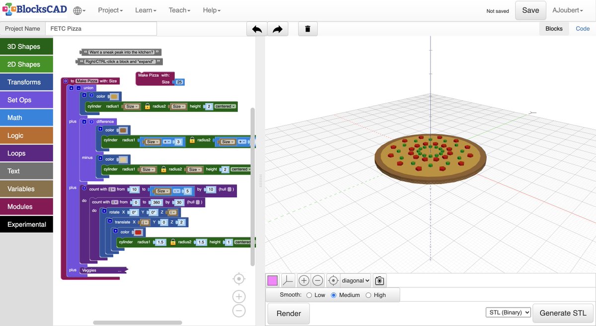 Check out this great tool / resource provided by <a href="/JonahBoucher/">Jonah Boucher</a> that brings together math and computer science in a fun and engaging way! Great for all ages, #math, #computerscience, and other #Design and #STEAM classes!
blockscad3d.com/FETC
