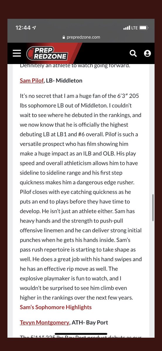 Thank you @PrepRedzoneWI @MJ_NFLDraft for the ranking and write up!!