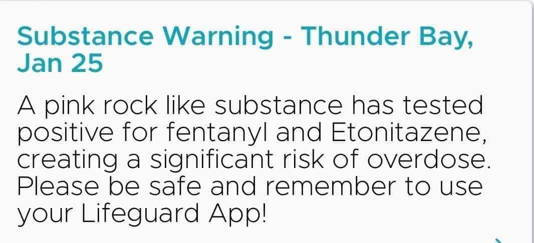 tbaydemanddetox's tweet photo. Heads up! Let you friends and family know! #thunderbay #lifeguardapp https://t.co/5YCoYUlxuJ