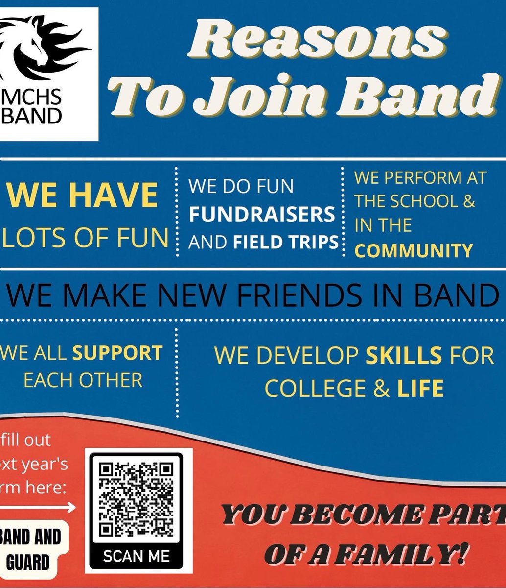 🔴⚪️⚫️Come join band/colorguard in 2022-23. Spread the word..  <a href="/mchsmustangs/">Middle Creek HS</a> Returning &amp; new students can sign up here: