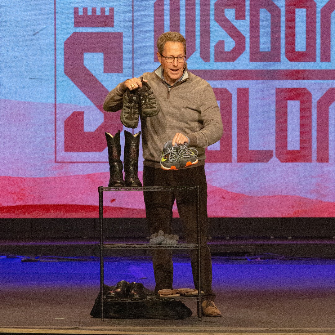 HoustonsFirst's tweet photo. Life doesn't always square up when we want it. Pastor @GreggMatte shares his shoe collection to show how God can have us walking on different paths for different times. Watch the full message: https://t.co/yreNdOeOc6.
#WisdomOfSolomon #HoustonsFirst #Ecclesiastes https://t.co/i6TVPlkXyQ