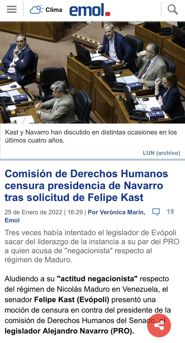 Senado de Chile dejé atrás la aberración de tener al único defensor de Maduro como Presidente de la Comisión encargada de defender los DDHH