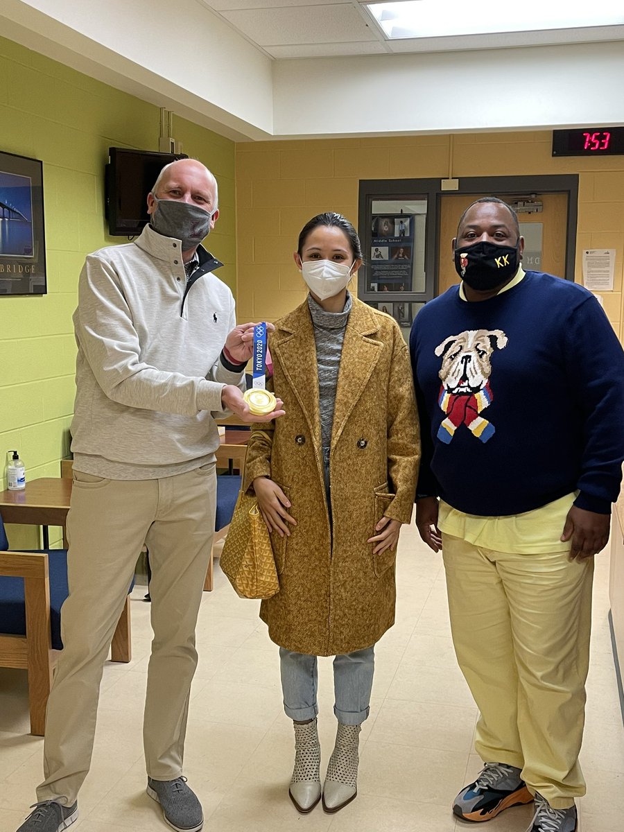 My <a href="/nationalbeta/">National Beta</a> kids <a href="/TheLeestownWay/">The Leestown Way</a> got a special pep talk from Olympic gold Medalist <a href="/leetothekiefer/">Lee Kiefer</a>. They were so awesome with questions, and they lined up to hold the medal! #theleestownway #coolkids @lmspreeng