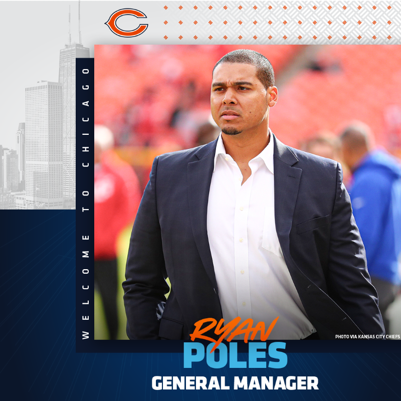 ChicagoBears's tweet photo. We have hired Chiefs' Executive Director of Player Personnel Ryan Poles as our General Manager.

Welcome (back) to Chicago, Ryan! 🐻⬇️