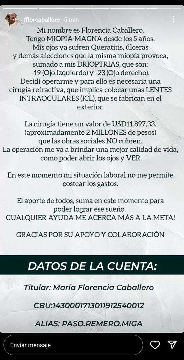 Carohonegger's tweet photo. Hola gente, ella es mí amiga de la vida y nos necesita para poder cumplir su sueño de ver con claridad. Cualquier cosa ayuda. Muchas gracias 🙏🏻 https://t.co/7qyISYJEz0