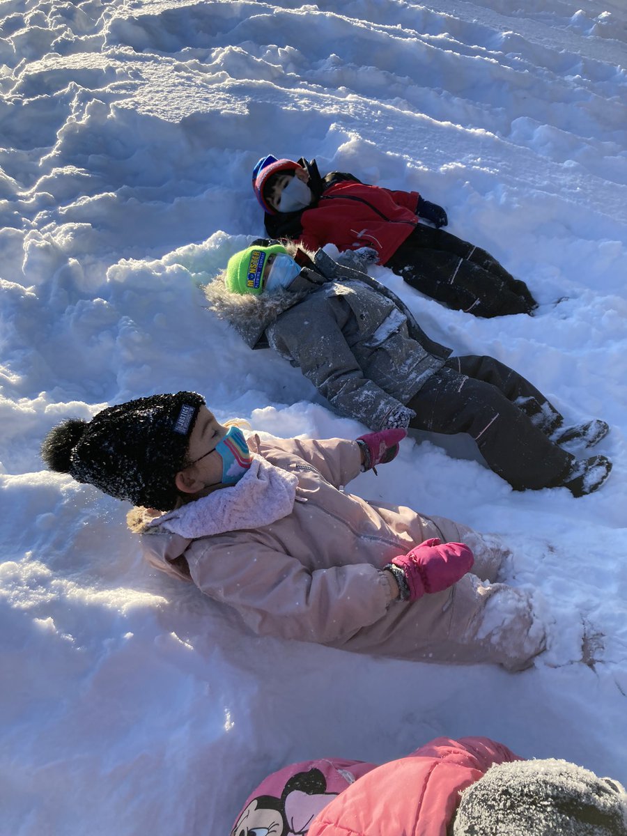 We had a wonderful, sunny morning for exploring the new snowfall. We love that there is ice between the fluffy new layer and the “snow day” layer.