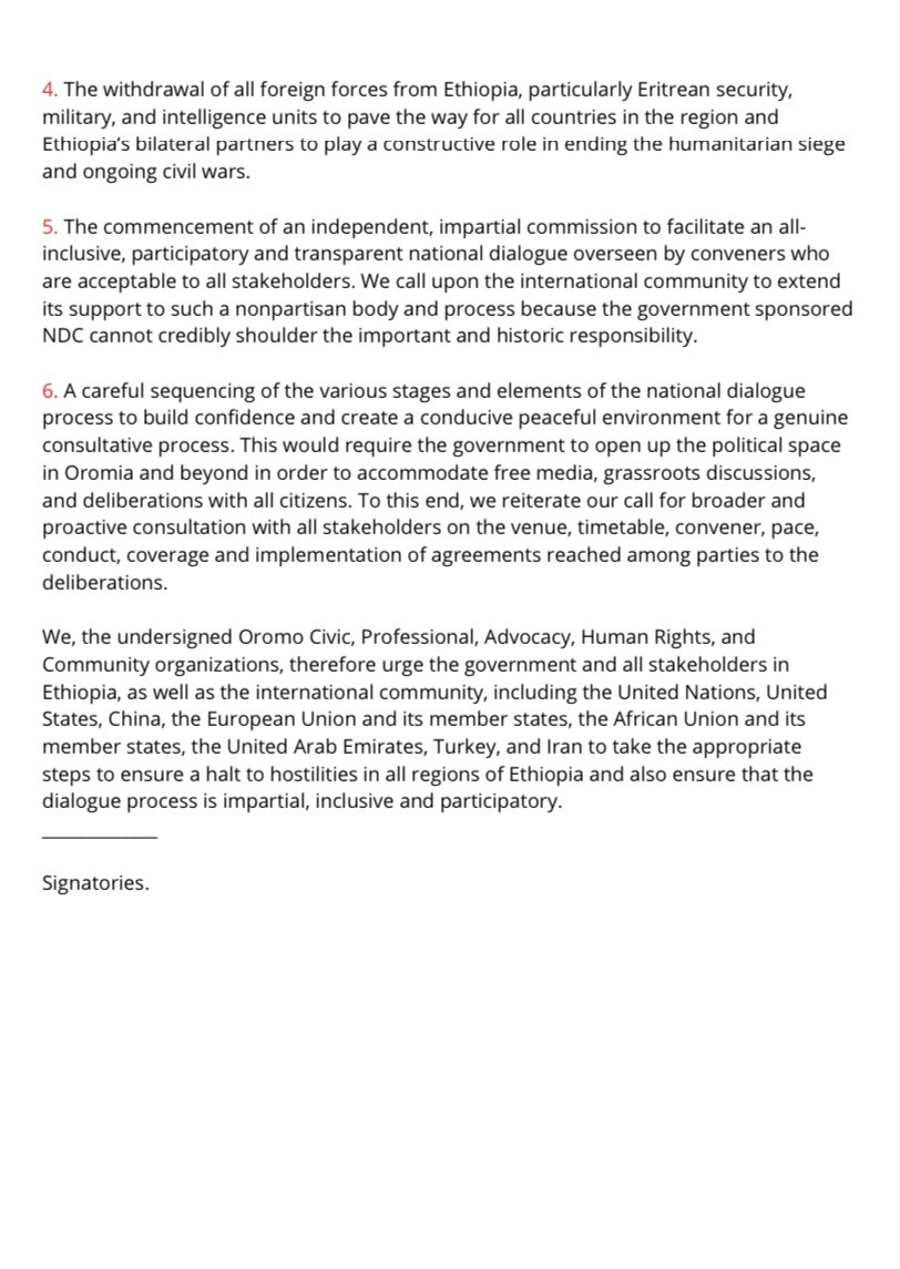 oromoprotestsHQ's tweet photo. Statement by worldwide #Oromo Civic, Professional, Advocacy, Human Rights, and Community organizations regarding the establishment of a National Dialogue Commission (NDC) in #Ethiopia https://t.co/nv1jdocbG1