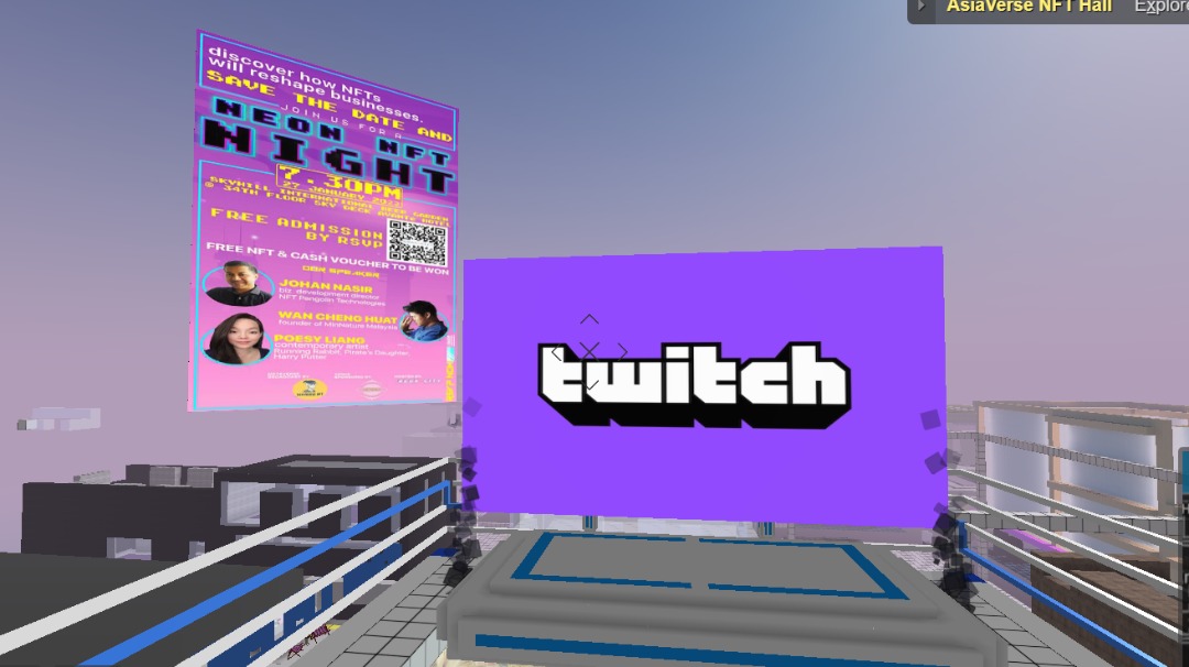 We will be streaming Neon NFT Night live into CryptoVoxels in collaboration with Asia NFT! 

Find us on the rooftop of the 
@Asiaverseworld 🏨 👉👉rb.gy/ofhzh7 👈👈on 27 Jan 2022, 8pm GMT+8.

Psst! Free NFT airdrop for all who attend physically AND in metaverse!

Cya!