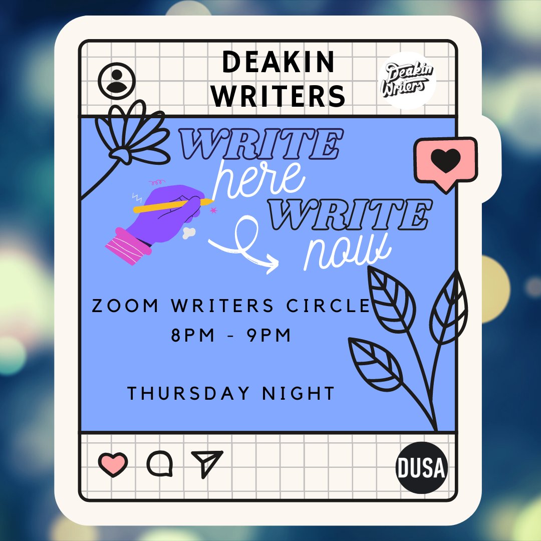 DeakinWriters's tweet image. We're Back!

#writeherewritenow returns this Thursday night! Join us for dedicated writing time and conversation!

Link in bio to join @DeakinWriters sign up today!

#dusa #deakin