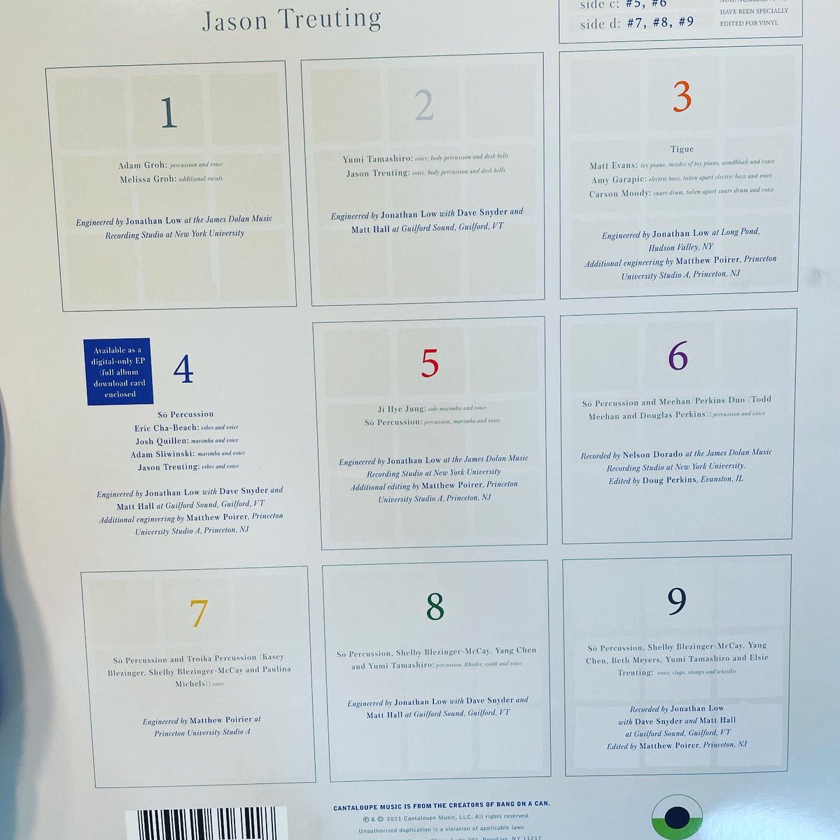 AGpercussion's tweet photo. Super duper stoked to get this in the mail today, and feeling supremely honored to be among such INCREDIBLE company on this album! J’s music is so awesome, and you should check this out when it drops from @CantaloupeNY later this spring! https://t.co/IPLikhrEXk